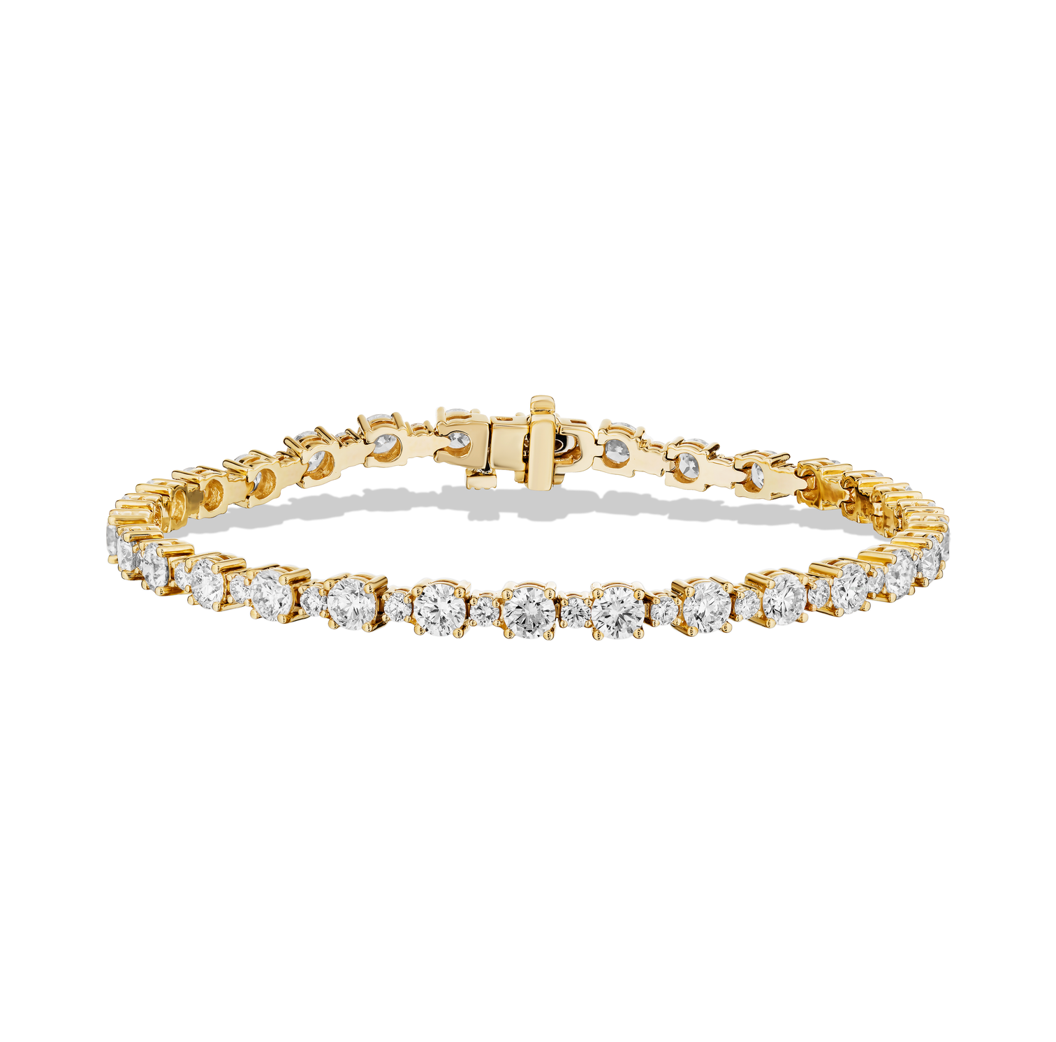 18K Yellow Gold Diamond Bracelet with alternating small and large diamonds